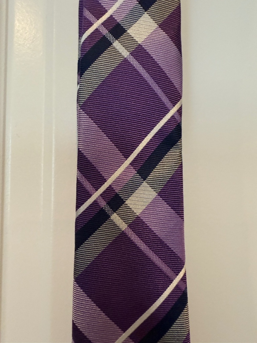 Nordstrom Kids 100% Silk Purple Plaid Tie